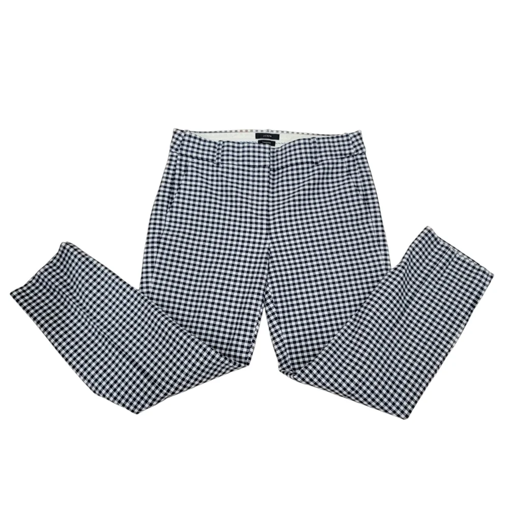 J. Crew Cameron Bi-Stretch Navy Gingham Checked Cropped Pants Cotton Womens Sz 6 - Picture 16 of 16
